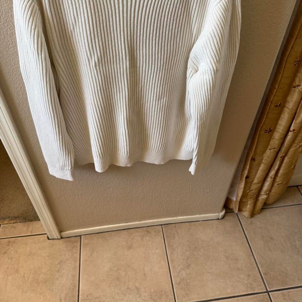 J.Crew Womens XXL Cream White Ribbed Knit Long Sleeve Crewneck Sweater